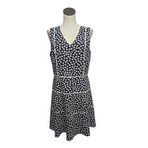 Brooks Brothers Floral‎ Sheath Dress Sleeveless Navy Blue /White Women's Size 12
